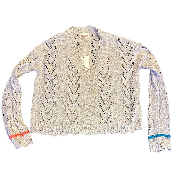 Lisa Todd Snap Front Cardigan in Cream  Multi NWT Size Small - Picture 1 of 4